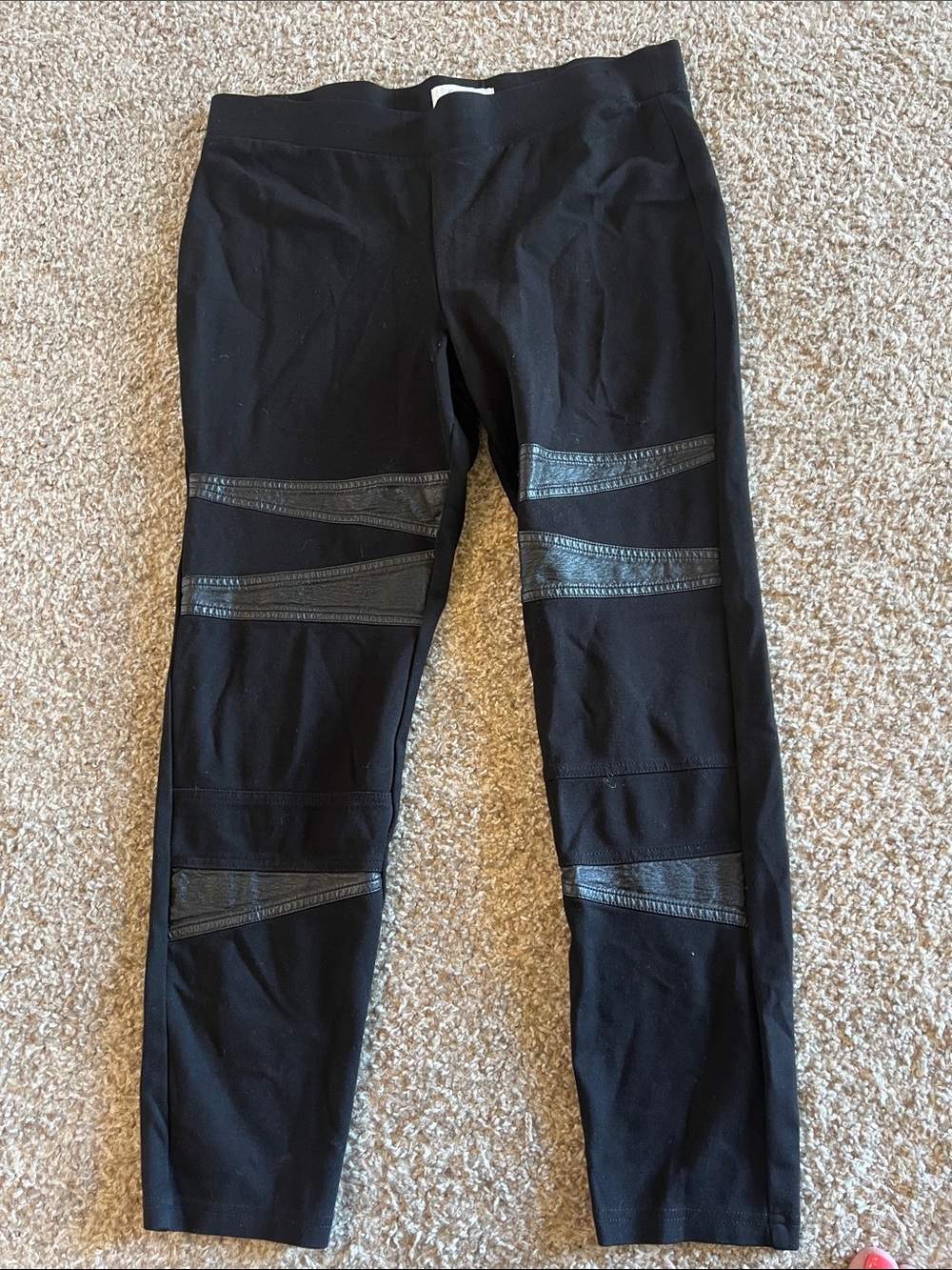 Vince Black Moto-Panel Stretch Leggings